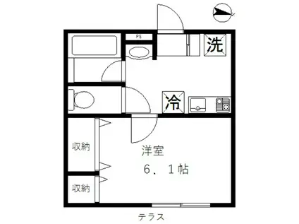 フェリーチェ ヴィータ(1K/1階)の間取り写真