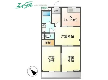 スカイヒルズぬか塚(3K/1階)の間取り写真