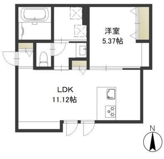 レガーレ原尾島(1LDK/2階)の間取り写真