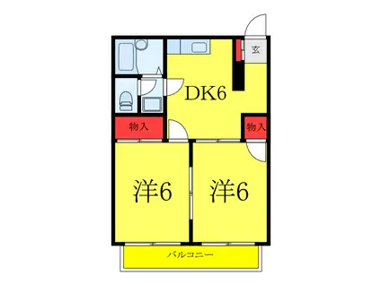 サンリベラル(2DK/4階)の間取り写真