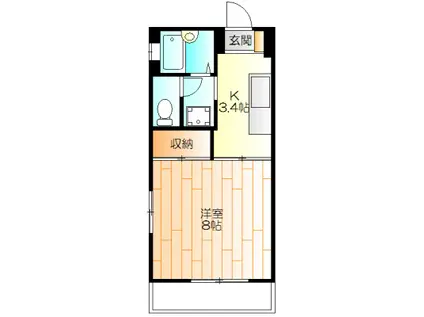 ベルハイツII(1K/2階)の間取り写真