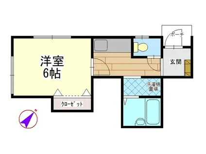 イエローハウス(1K/1階)の間取り写真