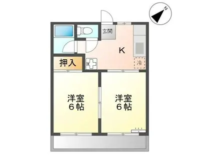 メゾンシャルムB(2K/1階)の間取り写真