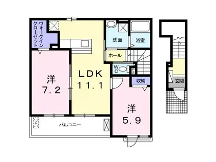 ファミール・K参番館II(2LDK/2階)の間取り写真