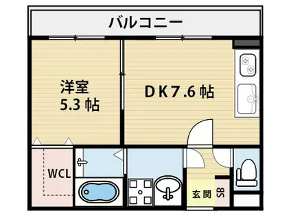 アクロス東須磨(1DK/1階)の間取り写真