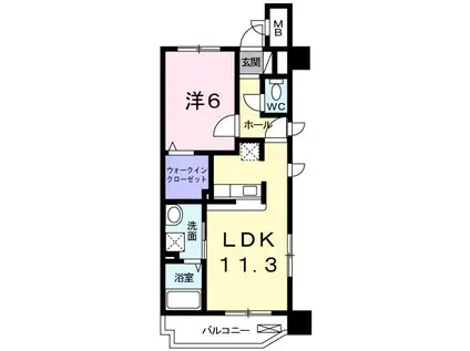 メゾンドファミーユ鶴見緑地公園(1LDK/2階)の間取り写真