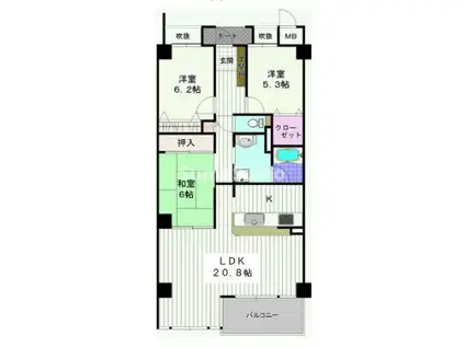 ラ・モール芦屋(3LDK/5階)の間取り写真