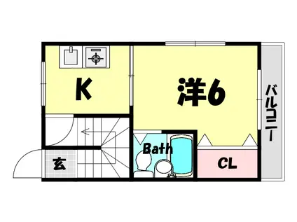 下沢通マンション(1K/2階)の間取り写真