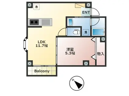 フローレス五反野(1LDK/2階)の間取り写真