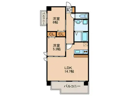 AJOUTER GLYCINE葵(2LDK/9階)の間取り写真