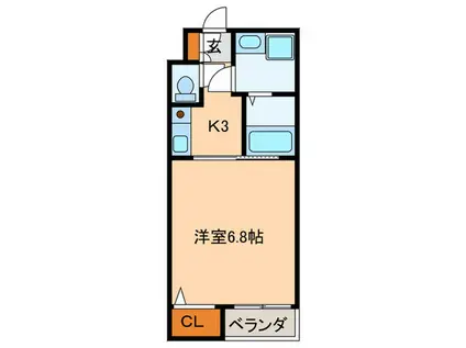 サンライズ姪浜(1K/4階)の間取り写真