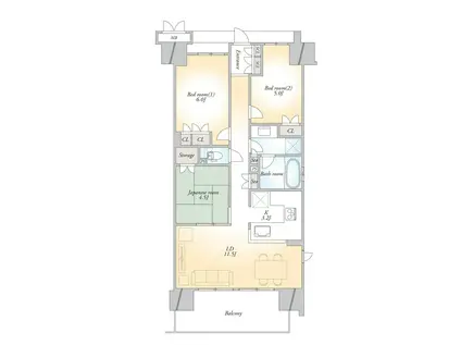 シャリエ清澄白河(3LDK/3階)の間取り写真