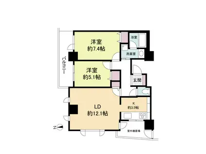 ベルファース大阪新町(2LDK/17階)の間取り写真