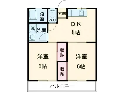 オリーブと春のコーヒーB棟(2DK/2階)の間取り写真