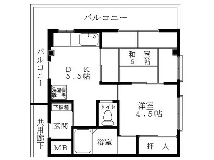 ダンデライオンハウス(2K/2階)の間取り写真