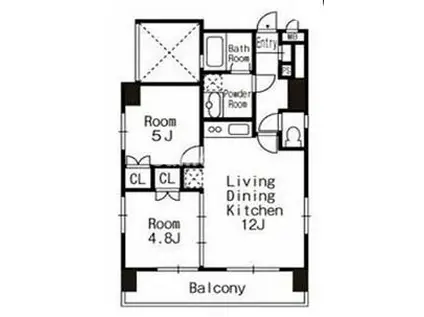 プレスタイル博多ノース(2LDK/2階)の間取り写真