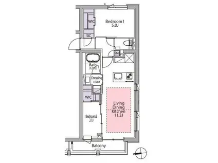 イプセ白金台(2LDK/5階)の間取り写真