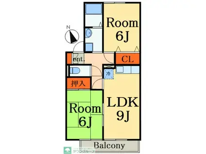 サンフラウァSUZUKI(2LDK/2階)の間取り写真