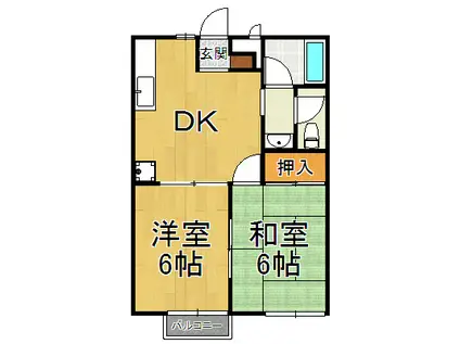 ドエルイニシオ宝塚売布(2DK/2階)の間取り写真