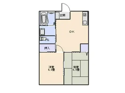 コーポ向日葵 I(2DK/2階)の間取り写真