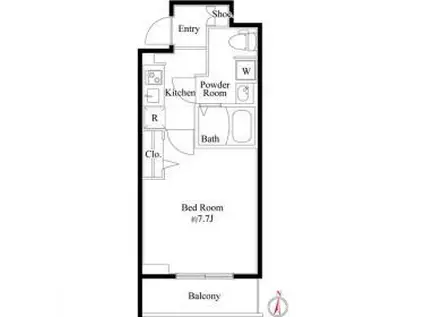 ルフレ深川イースト(1K/2階)の間取り写真