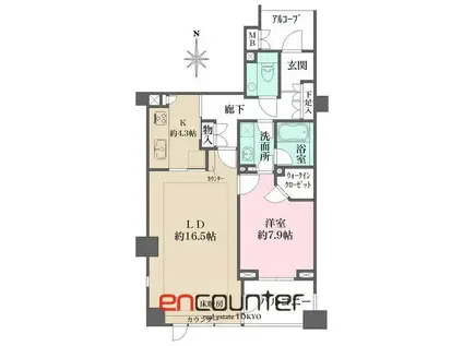 パークハウス四谷(1LDK/2階)の間取り写真