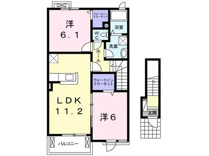 レディバードB(2LDK/2階)の間取り写真