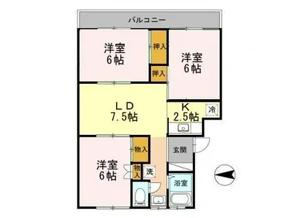 パークハイム作町(3LDK/1階)の間取り写真