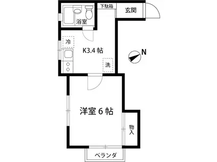 キャッスル前野(1K/1階)の間取り写真