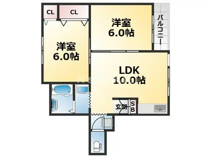 メゾンドエム(2LDK/3階)の間取り写真