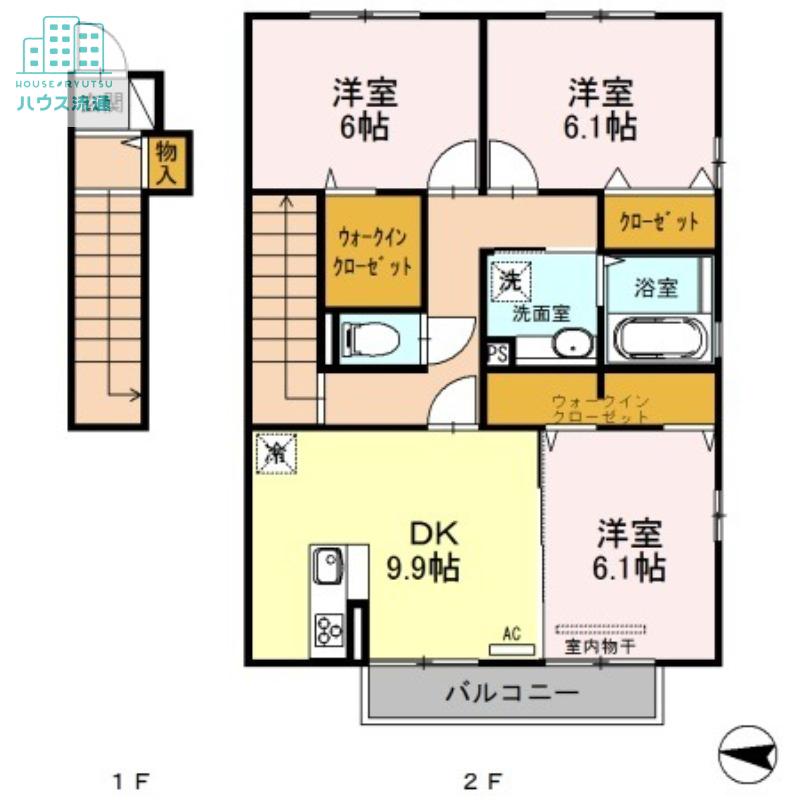 レジーナ富の原(3DK/2階)の間取り写真