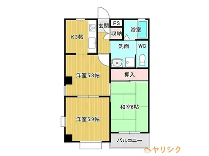 プリスティーヌ(3K/1階)の間取り写真