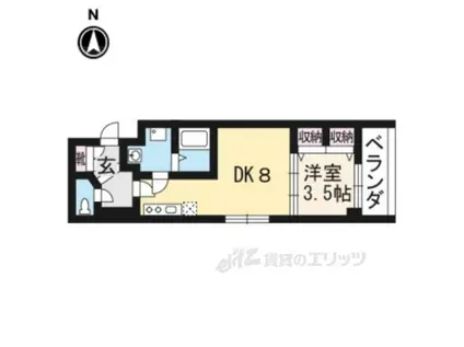 プリオーレ衣笠(1DK/1階)の間取り写真