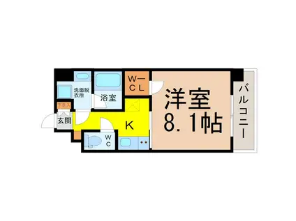 プレミアム浅間町(1K/5階)の間取り写真
