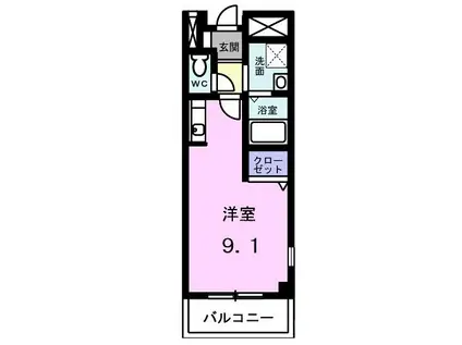 サンベル(1K/2階)の間取り写真