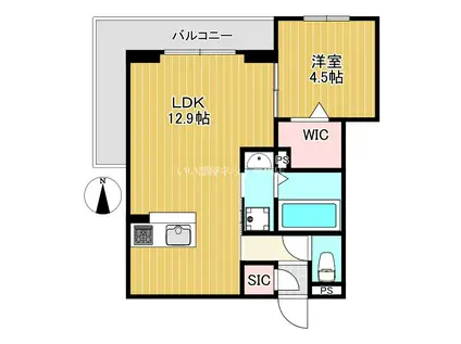 CLASHIST中宮3丁目(1LDK/3階)の間取り写真