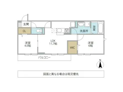 関東鉄道常総線 新取手駅 徒歩12分 3階建 築6年(2LDK/1階)の間取り写真