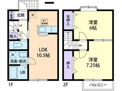 FORET CHARMANT A(2LDK/1階)の間取り写真