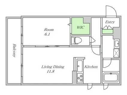 REUNIR GRACIAS(1LDK/1階)の間取り写真