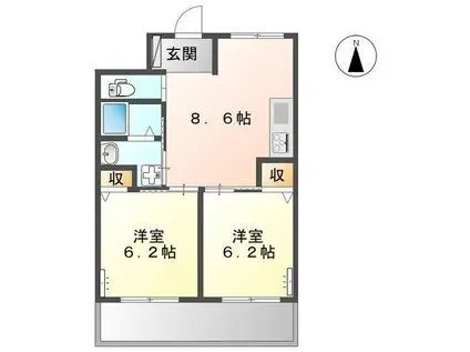 クレシア清田(2LDK/2階)の間取り写真