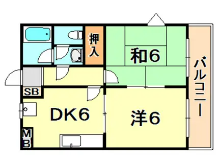 グランシェル(2DK/2階)の間取り写真