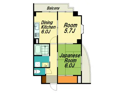 田室ビル3(2DK/2階)の間取り写真