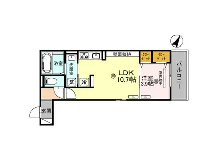 アンベリール(1LDK/2階)の間取り写真