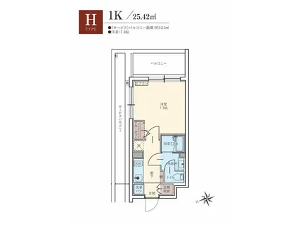 羽田六間堀レジデンス(1K/4階)の間取り写真