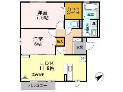サンルーチェ(2LDK/2階)の間取り写真
