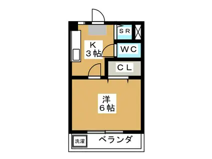 ハイツどうかん山(1K/3階)の間取り写真