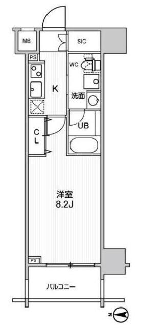 ステージグランデ錦糸町II(1K/6階)の間取り写真