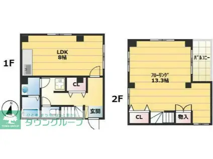 ヴィラグランディオ東本町(1LDK/1階)の間取り写真