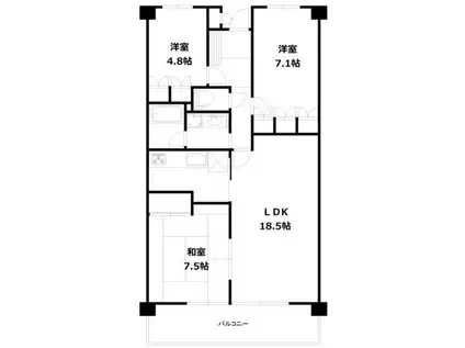 アーバンディラわらび(3LDK/3階)の間取り写真