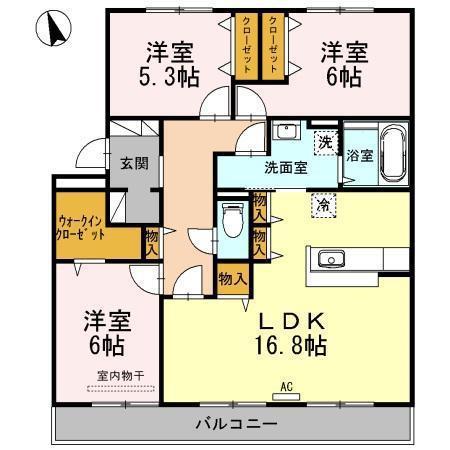 クリスタルガーデンV(3LDK/1階)の間取り写真